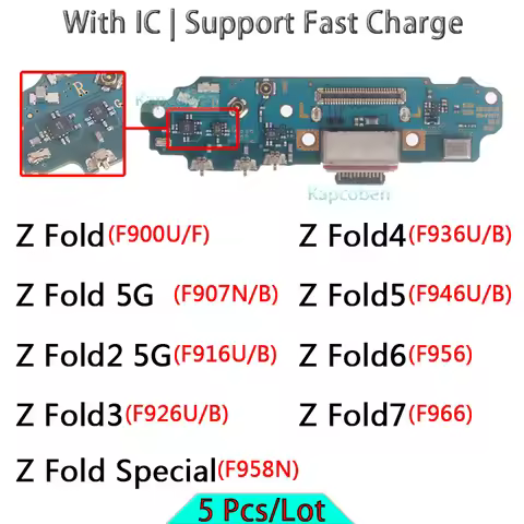 5 Pcs Usb Dock Charger Port for Samsung Galaxy Z Fold 2 3 4 5 6 7 Fe 5G F946 F956 F966 F958N F916 F9