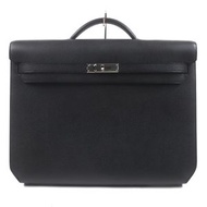 全新未使用愛馬仕 Kelly Depeche 36 Veau Gallop d'Hermès 公文包，銀色五金，黑色，B 字印記，含原廠盒和防塵袋，法國製造，男士款