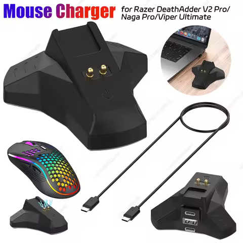Mouse Dock Charger for Razer Naga V2 Pro/Naga Pro Wireless Mouse Charging Dock Anti-Slip Feet Mouse