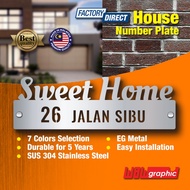 House Number Plate Nombor Rumah 门牌 Stainless Steel 304 白钢门牌 X105