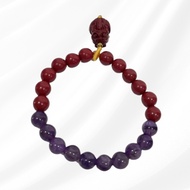 Nine Purple Away Fire Bracelet (8MM) Cinnabar+Amethyst