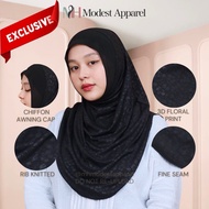 M&H 3D EMBOSSED FLORAL SO TRELLA Ribbed Knitted Inspired Instant Hijab Malaysian Sukob / Misre