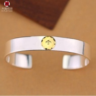 กำไลข้อมือลายนกบินแบบคลาสสิก Goros สะพานสูงทำมือเงอะงะกำไลข้อมือเงินแท้18K สำหรับผู้ชาย goros