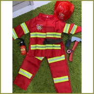 ❀ ▤ ☋ Fireman Costumes For Kids Firefighter Firetruck Career Uniform Work Cosplay Role Play Suit Cl