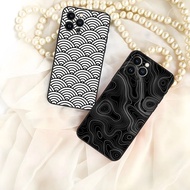 Suitable for iPhone15 Foreign Trade Wave Pattern Printed Black Phone Case