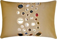 Luxury Beige Lumbar Cushion Cover, Pack of 2, 30x65 cm (12x26 inch) Lumbar Cushion Cover, Mirror Lumbar Cushion Cover, Cotton Canvas Lumbar Cushion Cover, Geometric Modern Lumbar - Mirror Light