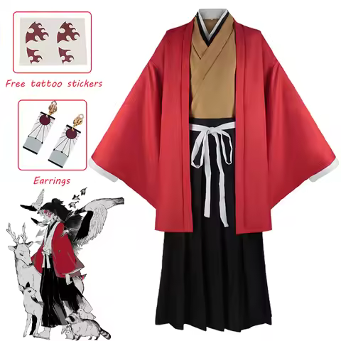 Tsugikuni Yoriichi Cosplay Costume Anime Demon Slayer Cosplay Kimono Tattoo Sticker Halloween Carniv