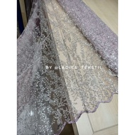 TULLE EMBROIDERED KEBAYA SIXQUEEN SEQUENCE BEADS (price per 1/2 meter)