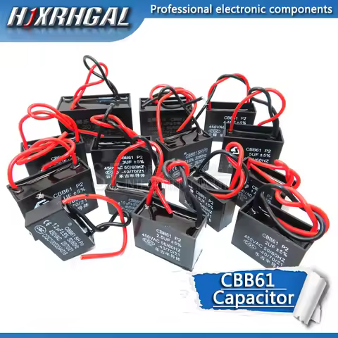 1PCS CBB61 1UF 1.5UF 2UF 2.5UF 3UF 3.5UF 4.5UF 10UF 20UF start capacitor hanging Fan soot motor air 