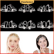 DIACHA Women Crown Headband Silver Birthday Rhinestone Tiara Party Decoration 16/18/40/50/60/70/80/1