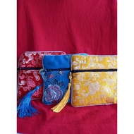 Chinese Style Tassel Zipper Sack Bag Jewelry Small Cloth Bag. 12cm x 12cm