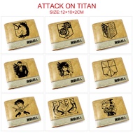 Attack on Titan Men Women Cartoon Wallet Bifold Zipper Trifold Leather Short Money Clip PU Leather Bifold Short Wallet Cartoon Wallet