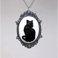 Gothic Metal Black Cat Pendant Necklace Gothic Jewelry