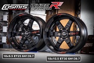 ล้อแม็กขอบ18 18x9.5/10.5 6H139.7 ET+25/30 (1ล้อ) สีดำเรเซอร์แดง ยี่ห้อ Cosmis รุ่น Type-R สินค้ารับประกันคุณภาพ ของแท้ใหม่แกะกล่อง ล้อแม็กสีดำ