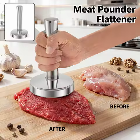 Meat Pounder Flattener Food Grade Stainless Steel Kitchen Meat Mallet Large Round Meat Mallet Tender