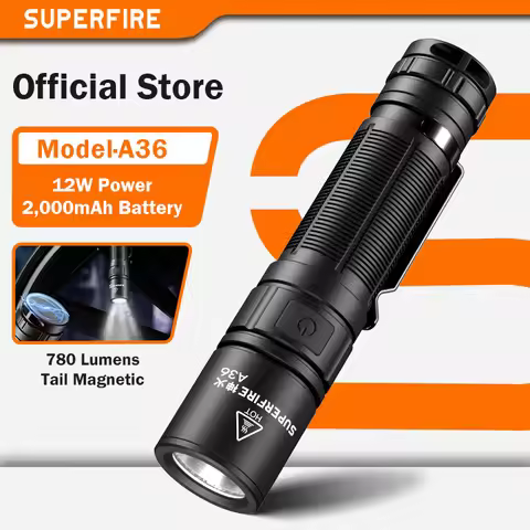 SUPERFIRE A36 12W EDC Flashlight 780LM Bright LED Portable Torch 2000mAh Battery With Tail Magnetic