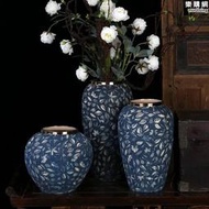 景德鎮陶瓷花瓶復古仿古中式青花瓷檯面花盆客廳桌面插花裝飾擺飾