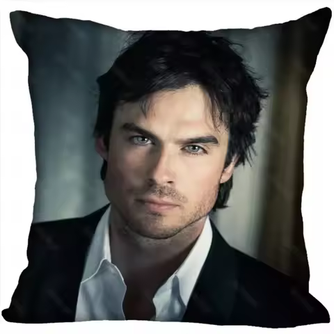 Custom Pillow Cases Ian Somerhalder Square Pillowcase Christmas Zippered Pillow Cover 45*45cm(One Si