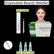 10/100pcs 32G Disposable beauty Needle 一次性美容针 4mm/6mm/13mm used 1ml syringe Local delivery