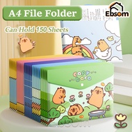 【SG】5pcs A4 File Folder Children Worksheet File Holder Large Capacity Cartoon Button File Waterproof