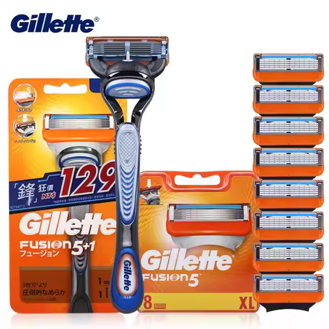 Genuine Gillette Fusion Razor for Men Face Hair Shaving Removal Safety Manul Shaver + Replacement Ra