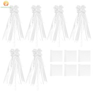 6PCS Car Rearview Mirror Ball Flower Ribbon Wedding Car Door Handle Ball Flower for Just Married Aut