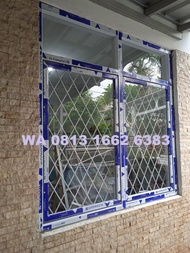 Jendela Aluminium ALEXINDO, Kusen 3 inch, Lengkap