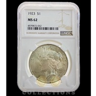 USA Silver 1 Dollar "Peace Dollar" 1923 MS 62 NGC®