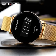 SANDA Top Brand Touch Screen wanita jam Led Digital sukan wanita jam tangan mewah Mesh Steel tali fe