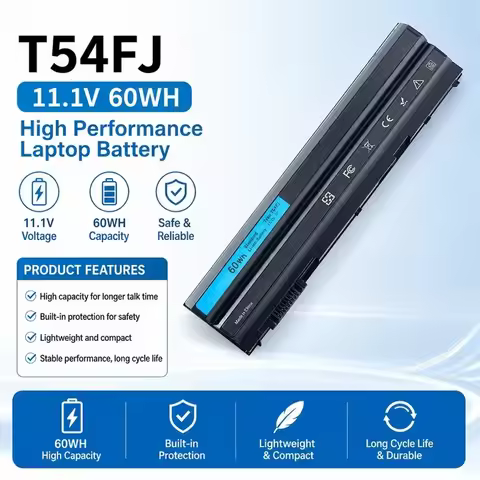 T54FJ Laptop Battery 60Wh 11.1V Replacement for Dell for Latitude E5420 E6420 E6430 E6520 Notebook B