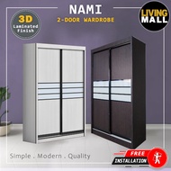 Living Mall Nami Series 4 Feet Sliding Door Wardrobe In 3-D Laminated Finish