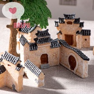 RALMORIX Mini Resin House, Resin Decorative Mini Old City Gate, Ancient Building House Models Chines