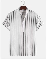 TOPSHION 6 COLOUR Chinese collar striped cotton high quality men's polo shirt tshirt for men