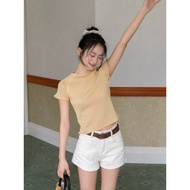 [EGGKA] Rolled raglan short-sleeved sweater