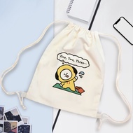 BT21 Pattern Canvas Drawstring Bag