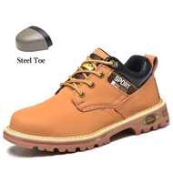 Hery Caterpillar Steel Toe Safety Shoes Mens Plain Color Drop Resistant Waterproof Work Boots Fashio