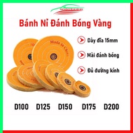 Bánh vải đánh bóng nỉ vàng đường kính D100/D125/D150/D175/D200 mm chuyên đánh bóng kim loại lư đồng