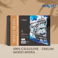 MayArt SC Wire-O Mixed Media Book 250gsm 100% Cellulose A3/A4 Buku Media Campuran Wire-O