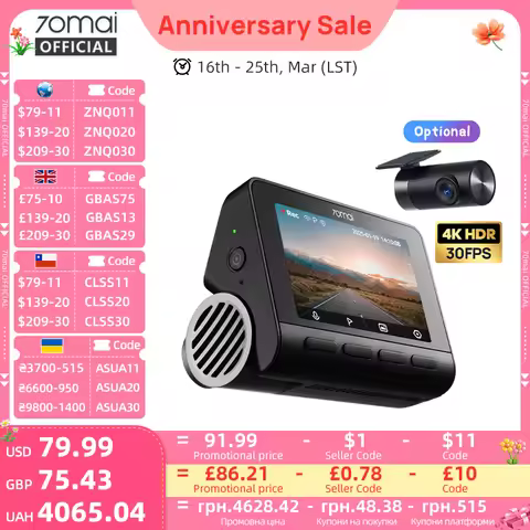 70mai Dash Cam 4K A800SE UHD Support Dual-Channel 24H Parking HDR Supercapacitor Wifi 6 Voice Contro