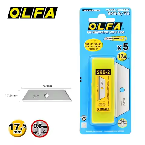 OLFA SKB-2/5B Spare Blades 5pcs Trapezoidal Safety Blade 0.6mm Thick Knife Accessories for SK-3 SK-4