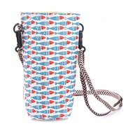 READY STOCK Storage bag cotton and linen canvas water cup bag simple portable lanyard messenger cup 