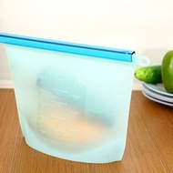 密封袋 - 矽膠保鮮袋家用冷凍加厚矽膠輔食冰箱 迴圈使用收納袋-藍色 / 1000ML 迷彩藍