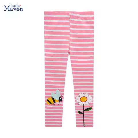 Little Maven Girls Cotton Trousers Kids Clothes Pants Children's Clothing Cartoon Embroidery Bees Su