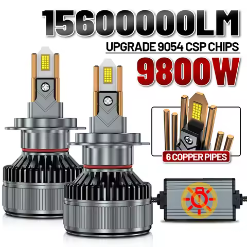 9800W 15600000LM H4 H7 Led Car Headlights Bulb Canbus 6 Copper Tube Led H1 H8 H9 H11 HB3 9005 HB4 90