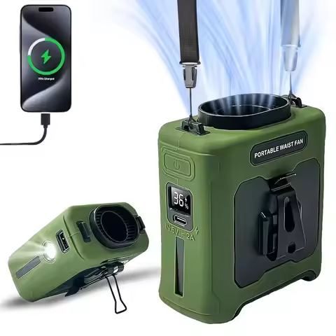 Mi 10000mAh Waist Fan Portable Hands Free Fan with Power Bank Flashlight,5 Speeds Rechargeable Neck 