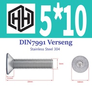 Flat L Bolt M5 x 10 Verseng Flat Head Hex Stainless Steel BV510