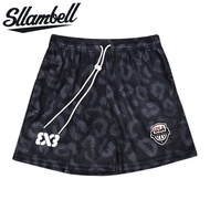 SLLAMBELL Joint 3X3 Leopard Print Shorts Men's Sports Pants Basketball American Mesh Quarter Pants L