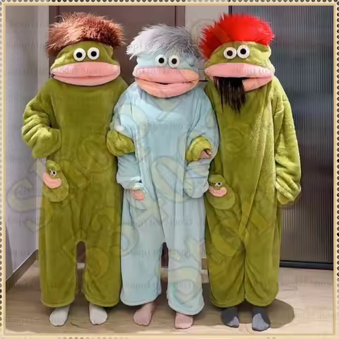 2026 NEW Big-Mouth Monster One-Piece Pajamas Winter Coral Fleece Thickened Ugly Cute Funny Abstract 