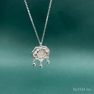 Shiny Set Chain Fashion Necklace Safe Lock Round Beads Fortune Character Pure Silver 990 Free Girlfr