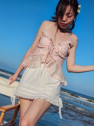 (พร้อมส่ง)THEBLANCPALE :  VENUS TOP เสื้อสายเดี่ยวคอวีสุดคิ้วท์ ใส่แล้วละมุนสุดสุด